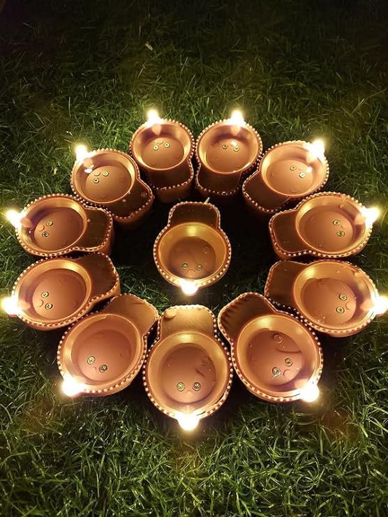 LED Light Water Sensor Diyas (Pack of 12 Pieces)
