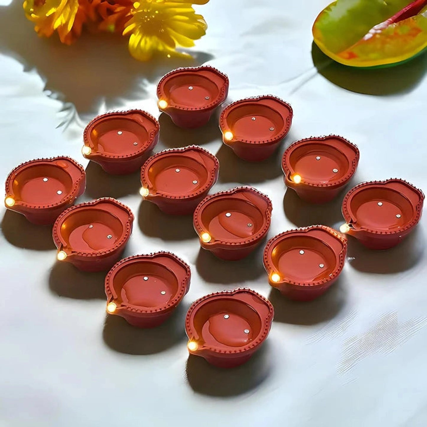 LED Light Water Sensor Diyas (Pack of 12 Pieces)