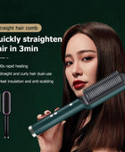 Hair Straightener Comb for Women & Men, Hair Styler, Hair Straightening Iron, Straightener Machine Brush/PTC Heating Electric Straightener with 5 Temperature - Multicolor