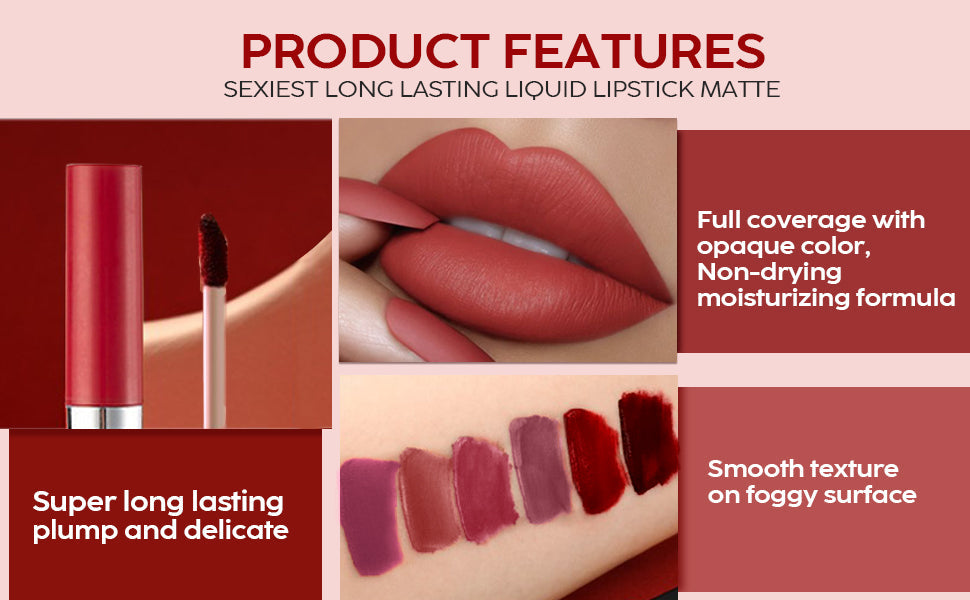 Velvet Matte Liquid Lipstick Set 6 Pcs Pack of 2 ( Buy 1Get1 Free)