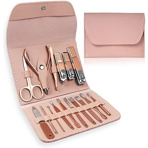 Beauté Secrets 16-in-1 Manicure Pedicure Kit for Women & Men, Stainless Steel Nail Clippers, Nail Cutter, Ear Pick, Tweezers, Plucker, Nail Filer, Nose Hair Scissors, Pedicure Kit for Foot