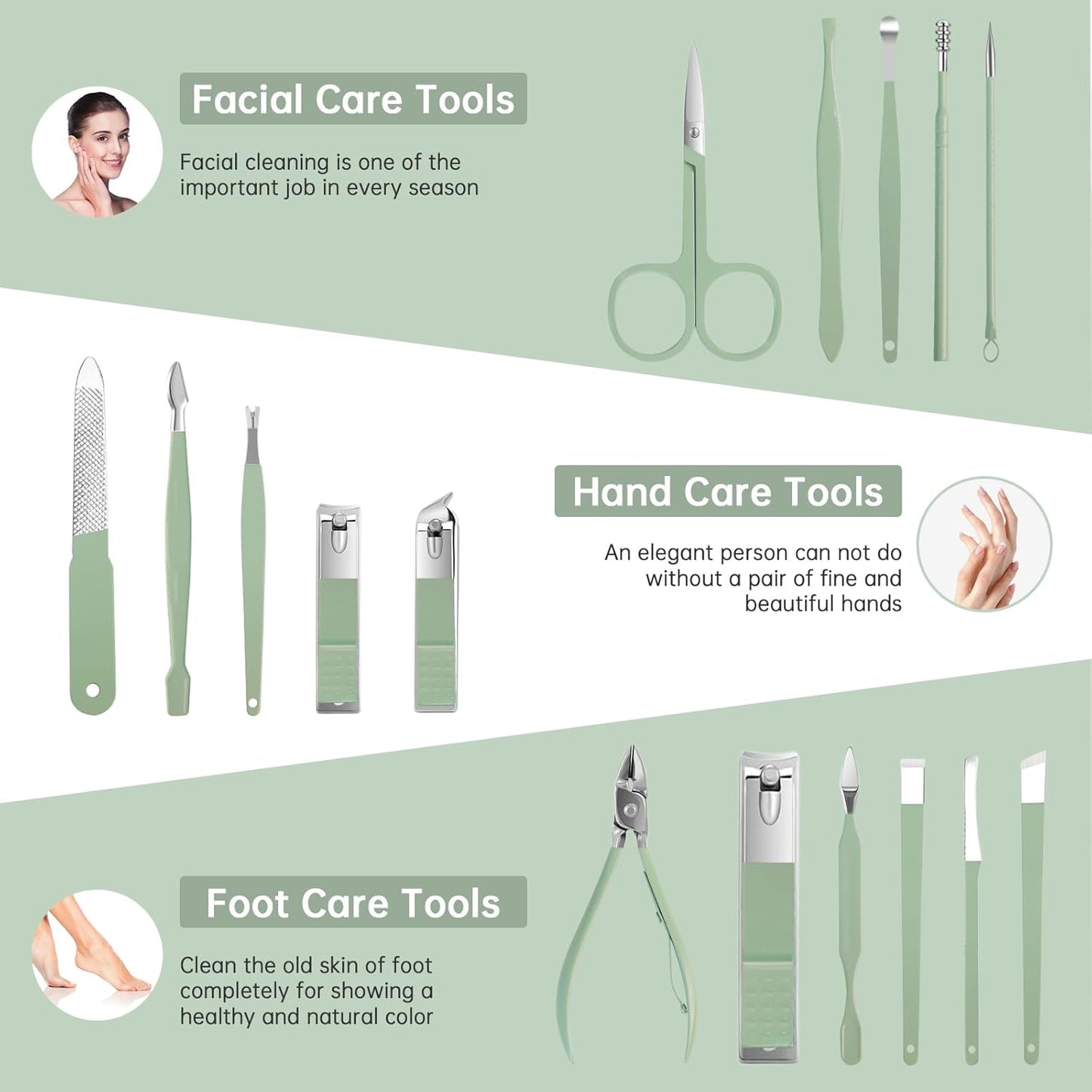 Manicure Pedicure Kit Nail Clippers 16 in 1 Professional Stainless Steel Cuticle trimmer Grooming Kit for Men Women