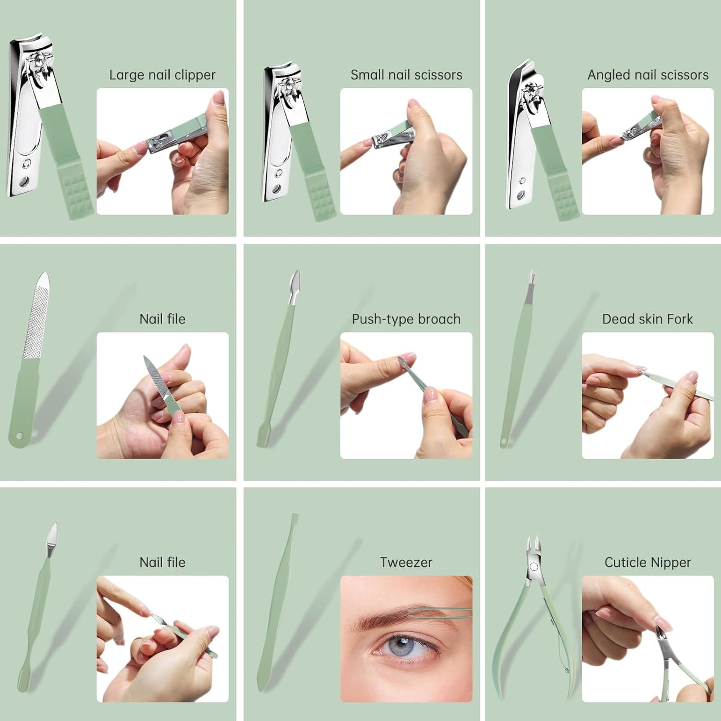 Manicure Pedicure Kit Nail Clippers 16 in 1 Professional Stainless Steel Cuticle trimmer Grooming Kit for Men Women