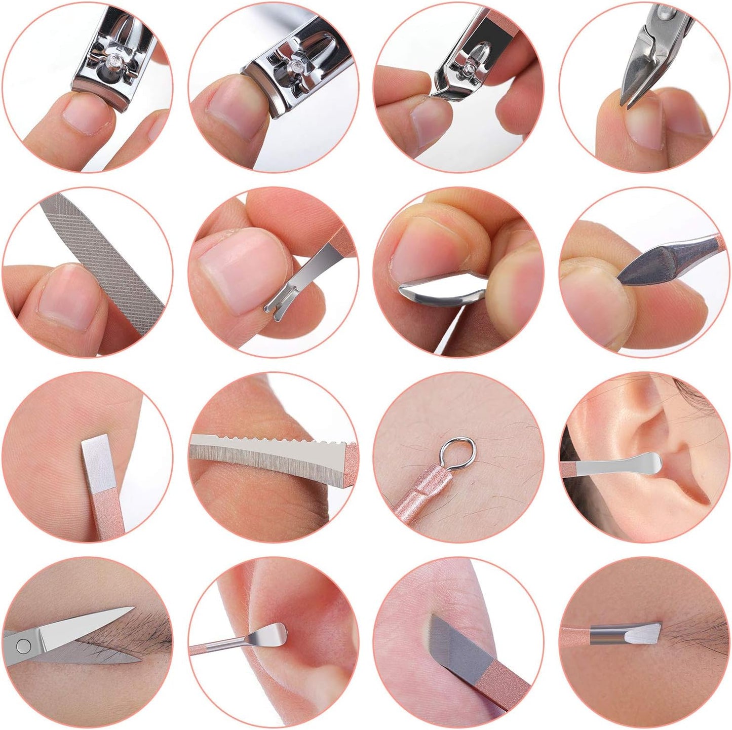Manicure Pedicure Kit Nail Clippers 16 in 1 Professional Stainless Steel Cuticle trimmer Grooming Kit for Men Women