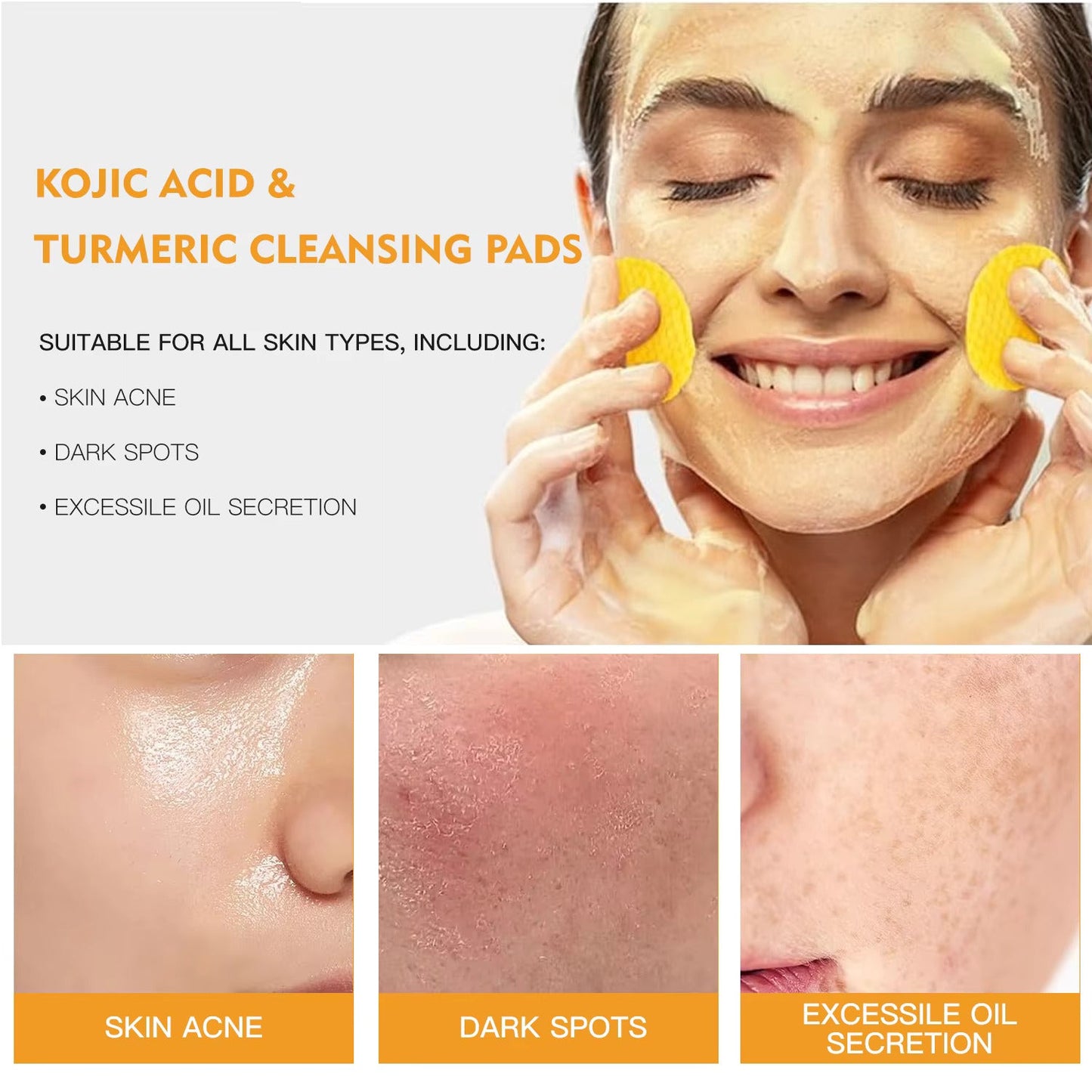 Kojic Buy 1 Get 1 Free Turmeric & Kojic Acid (60×2) Cleansing Pads  (100% Geniuan)