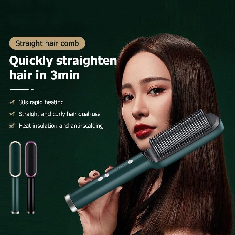 Hair Straightener Comb for Women & Men, Hair Styler, Hair Straightening Iron, Straightener Machine Brush/PTC Heating Electric Straightener with 5 Temperature - Multicolor