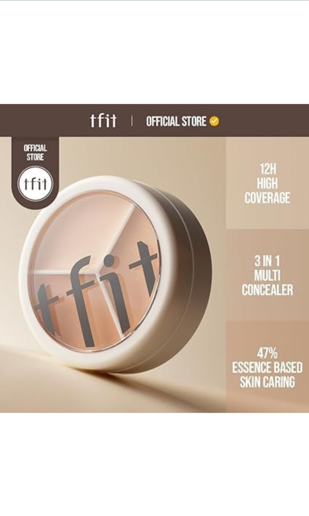 T FIT Cover Up All Pro Concealer | 3 in 1 concealer palette Full coverage | Hides Blemishes, Flaws & Dark circle | Long-lasting.