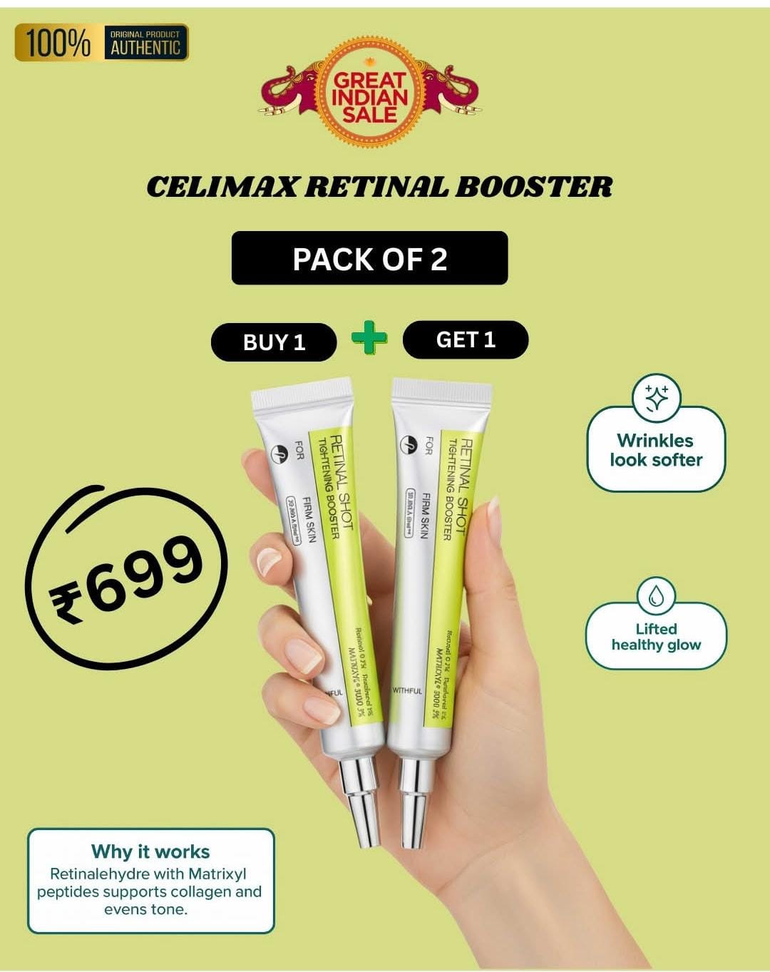 BUY 1 GET 1 FREE Celimax The Vita-A Retinal Shot with 0.1% Retinal, Matrixyl & Niacinamide for Wrinkles & Glow