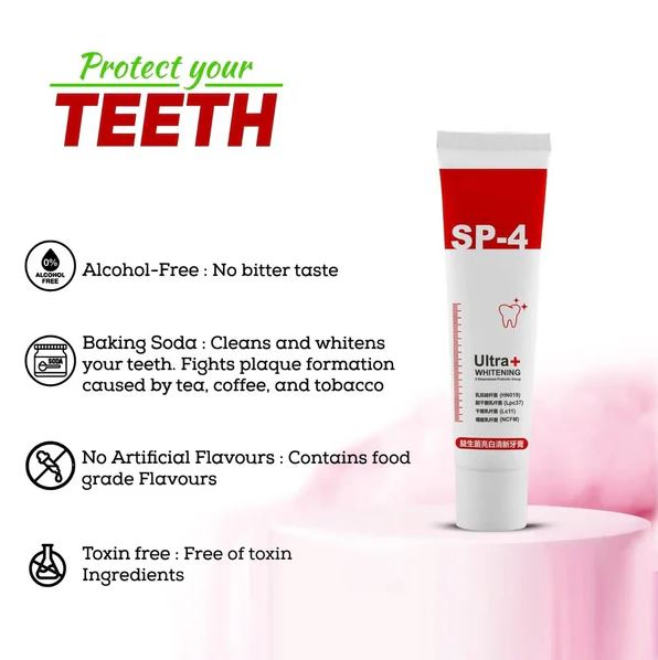 SP 4 Intensive Teeth Whitening Toothpaste ( BUY 1 GET 1 FREE )